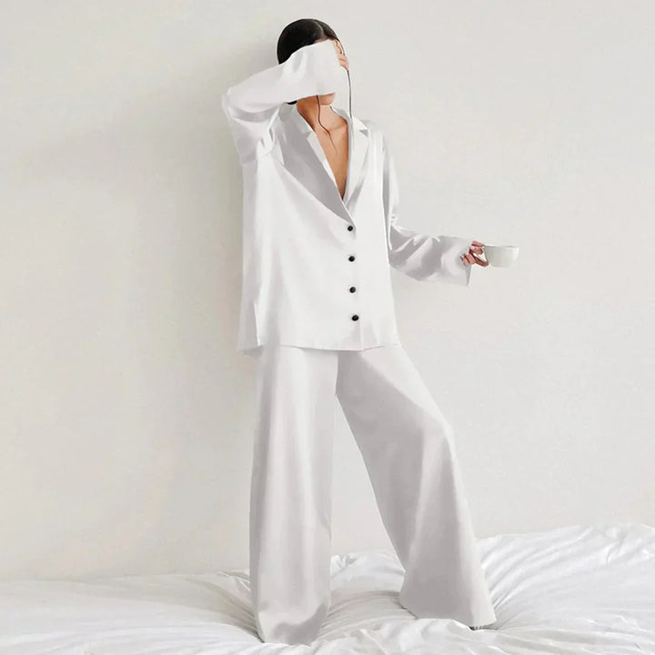 Madison | Relaxed Satin Wide Leg Pajamas Set
