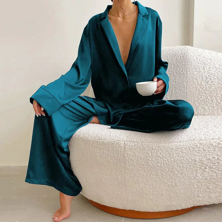 Madison | Relaxed Satin Wide Leg Pajamas Set
