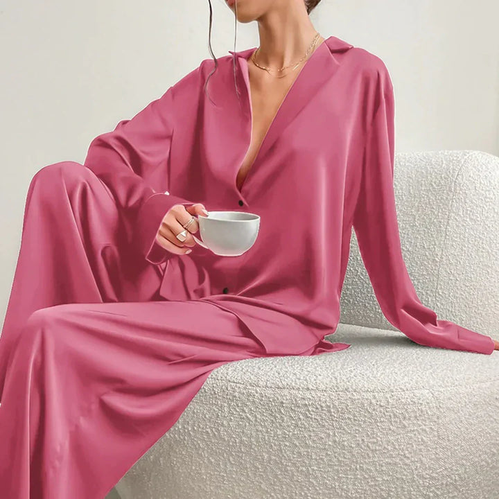 Madison | Relaxed Satin Wide Leg Pajamas Set