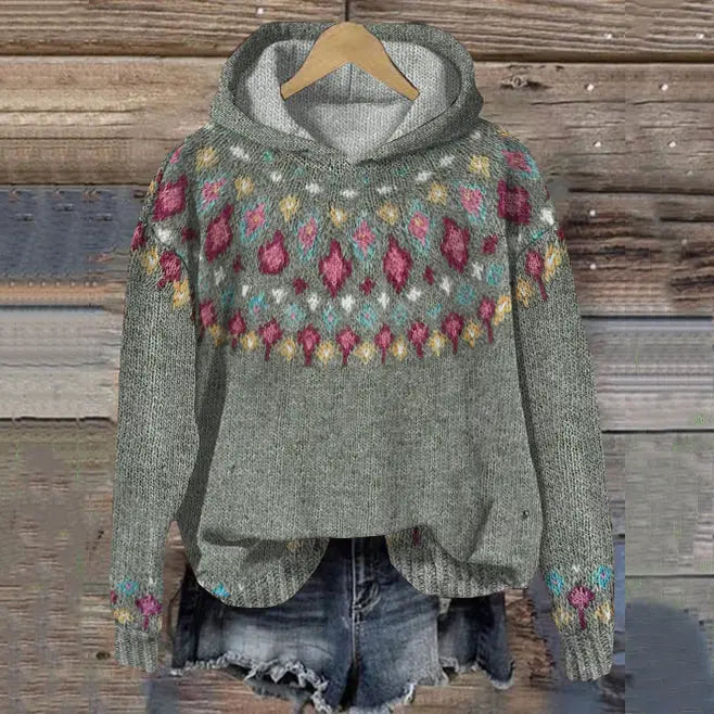 Margaret | Relaxed Fair Isle Hooded Christmas Sweater Women
