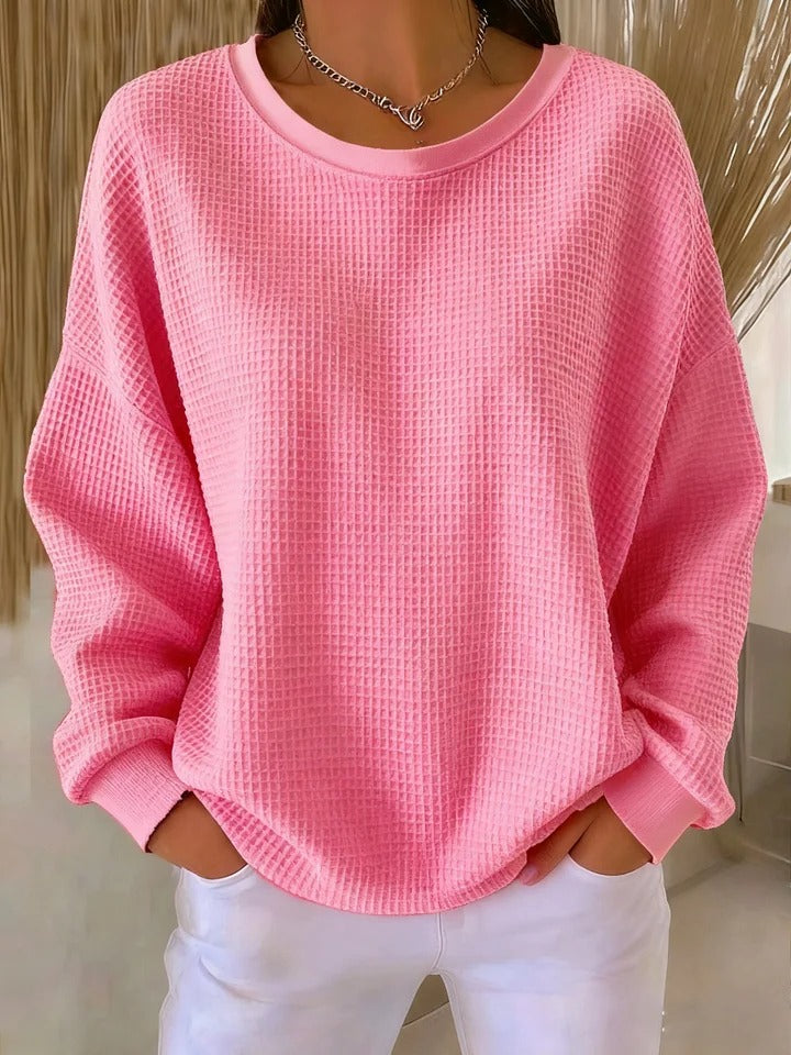 Margaret | Relaxed Waffle Knit Crewneck Sweatshirt