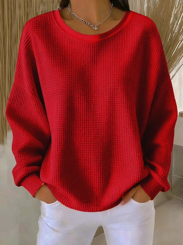 Margaret | Relaxed Waffle Knit Crewneck Sweatshirt