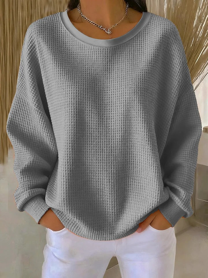 Margaret | Relaxed Waffle Knit Crewneck Sweatshirt