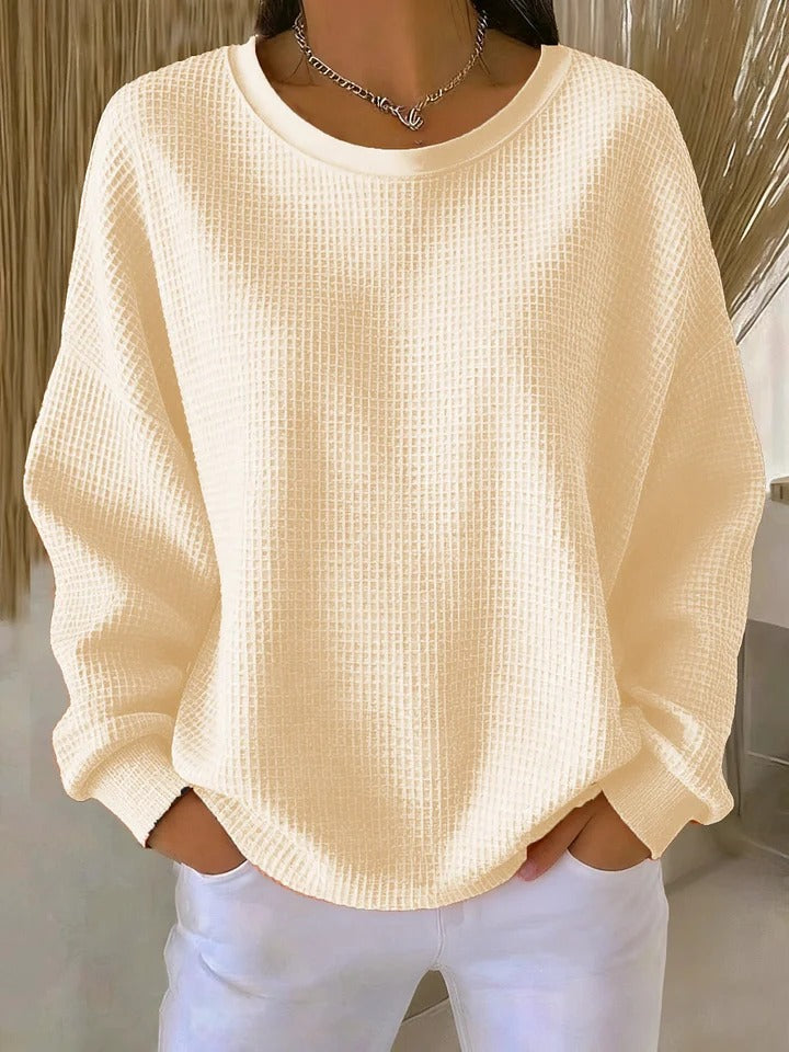 Margaret | Relaxed Waffle Knit Crewneck Sweatshirt