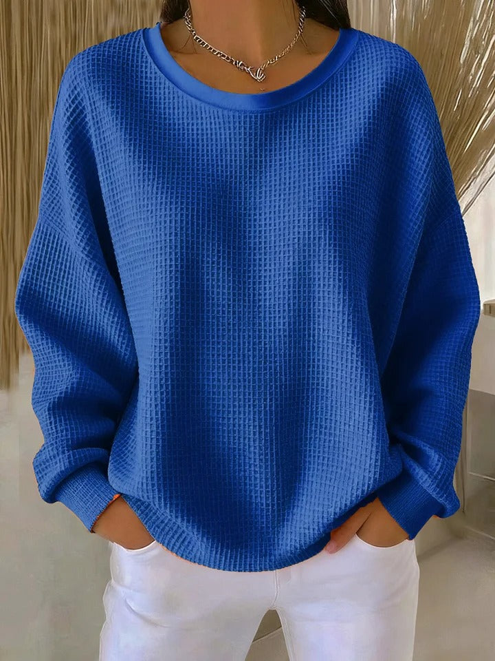 Margaret | Relaxed Waffle Knit Crewneck Sweatshirt