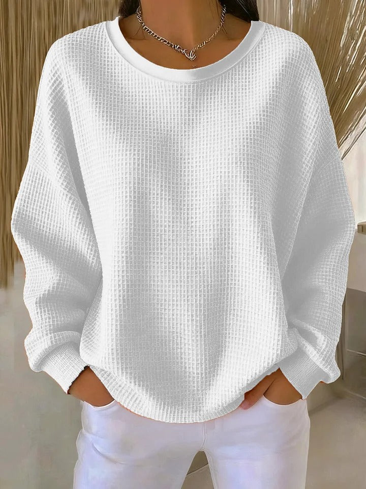 Margaret | Relaxed Waffle Knit Crewneck Sweatshirt