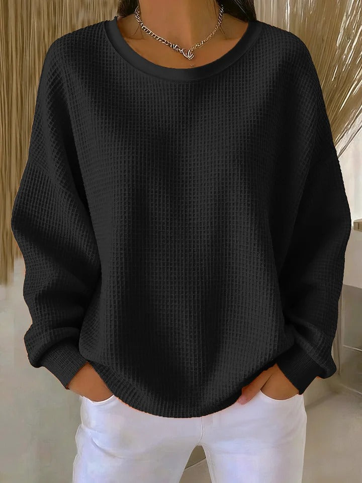Margaret | Relaxed Waffle Knit Crewneck Sweatshirt