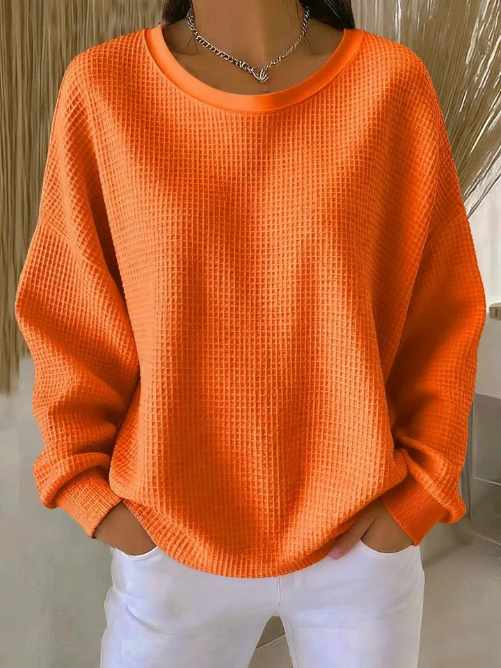 Margaret | Relaxed Waffle Knit Crewneck Sweatshirt