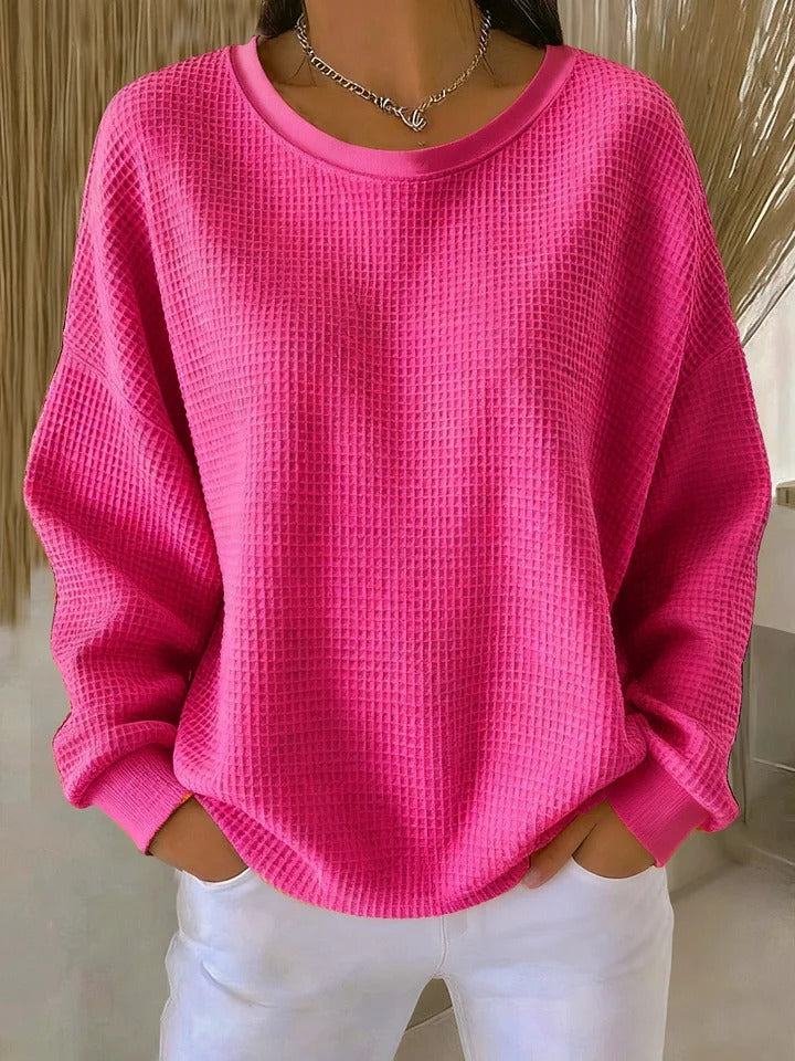 Margaret | Relaxed Waffle Knit Crewneck Sweatshirt
