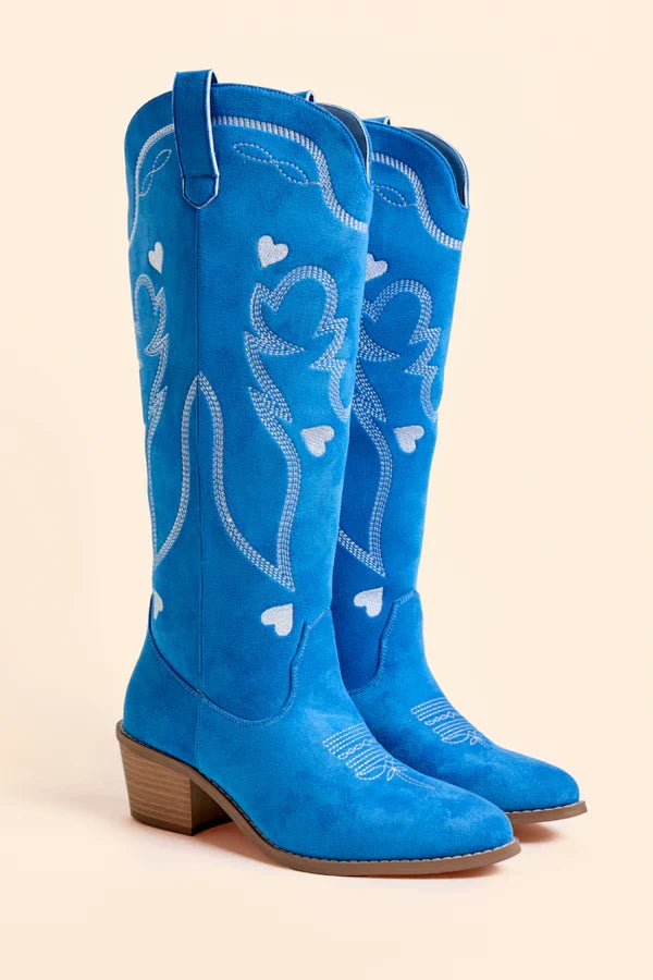 Maria | Effortless Western Heart Embroidered Knee High Boots