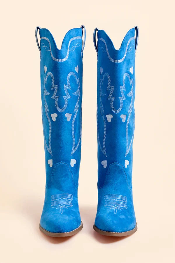 Maria | Effortless Western Heart Embroidered Knee High Boots