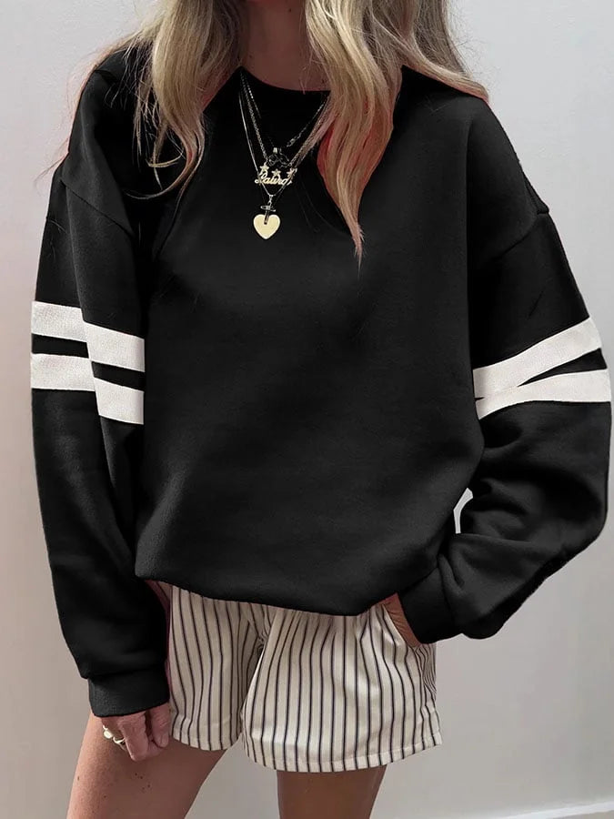 Maria | Graceful Striped Crewneck Sweatshirt with Drop Shoulder