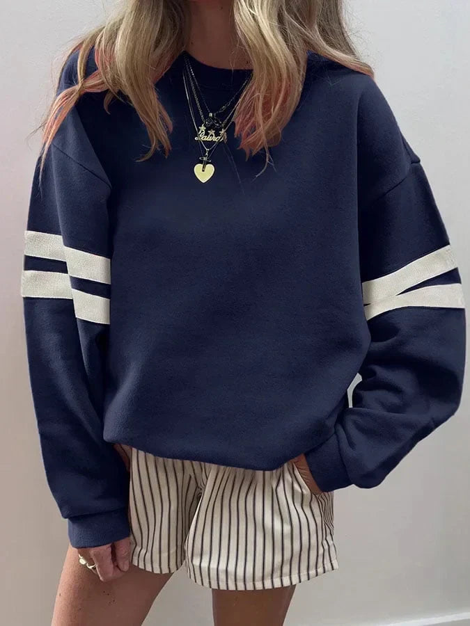 Maria | Graceful Striped Crewneck Sweatshirt with Drop Shoulder