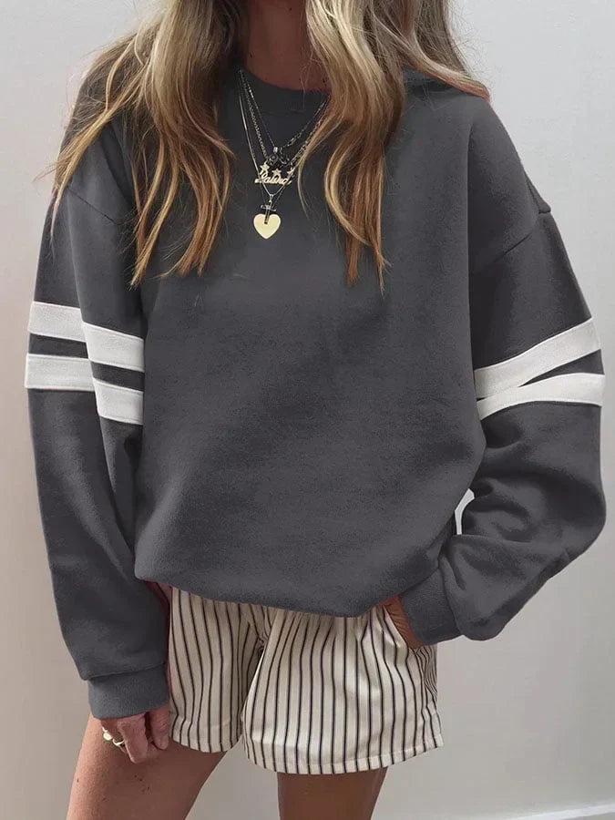 Maria | Graceful Striped Crewneck Sweatshirt with Drop Shoulder