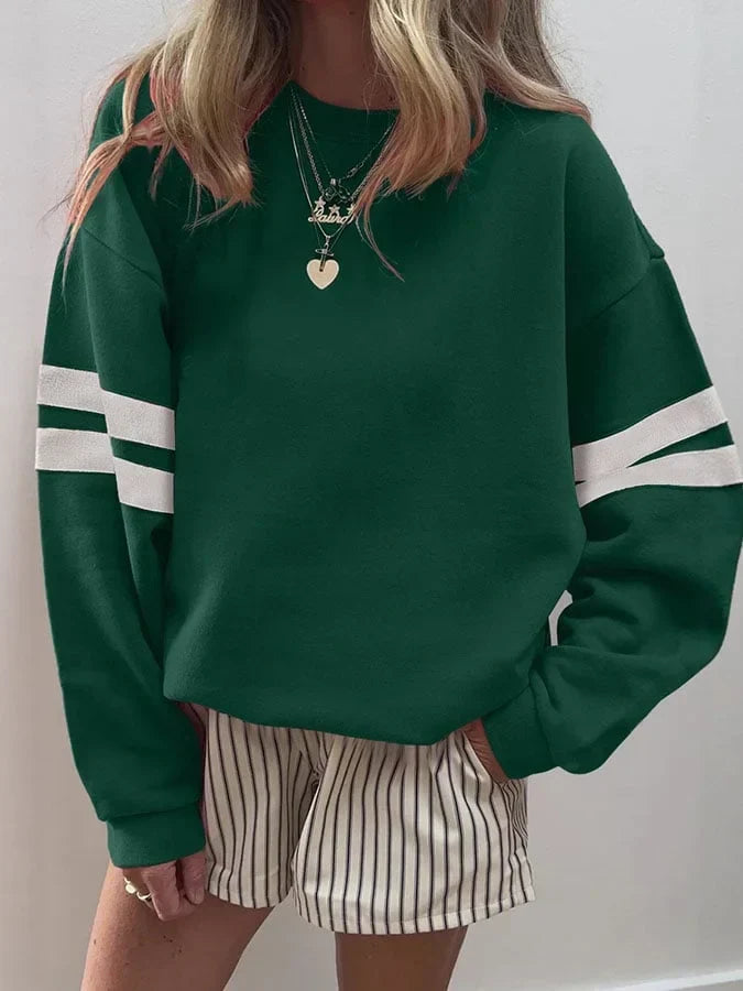 Maria | Graceful Striped Crewneck Sweatshirt with Drop Shoulder