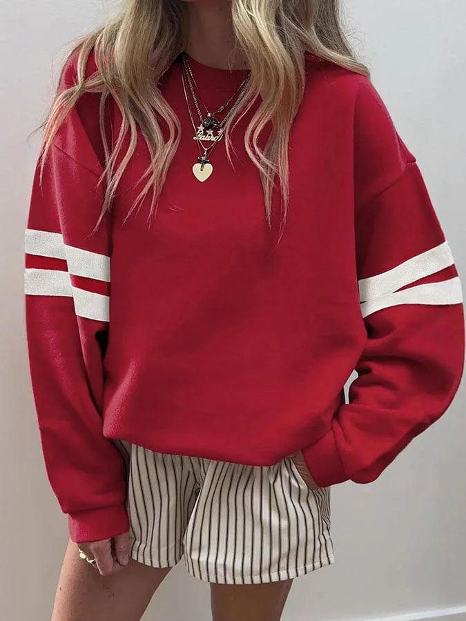 Maria | Graceful Striped Crewneck Sweatshirt with Drop Shoulder