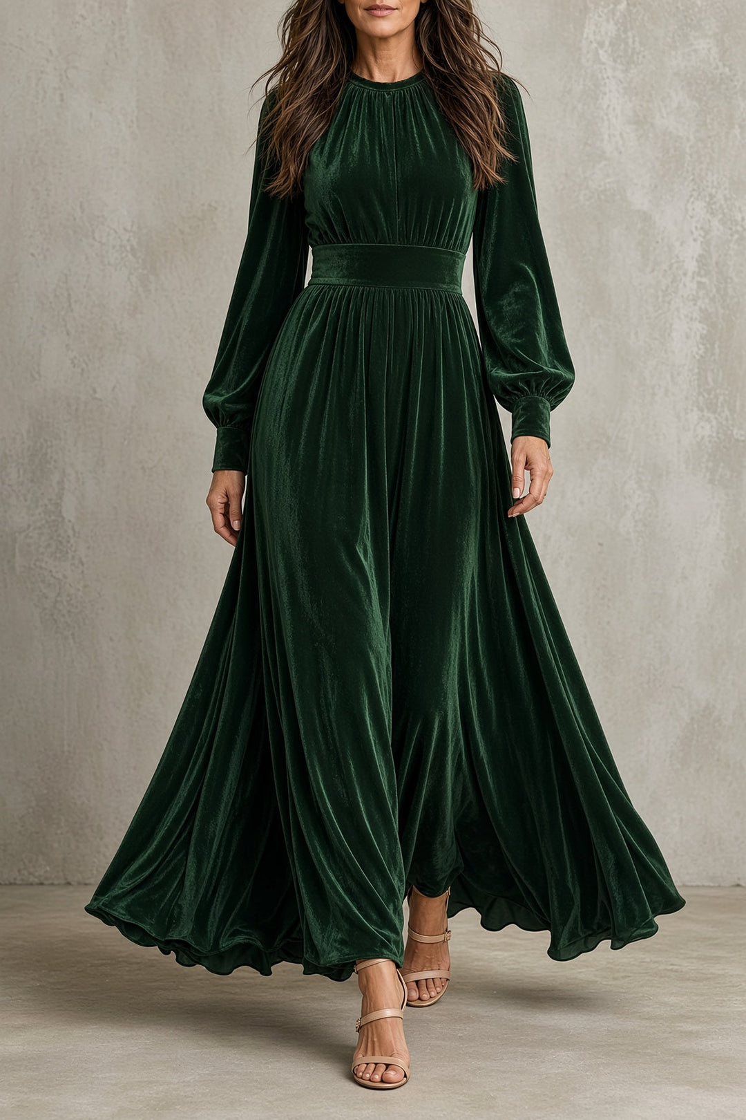 Maria | Polished Long Sleeve Maxi Christmas Dress