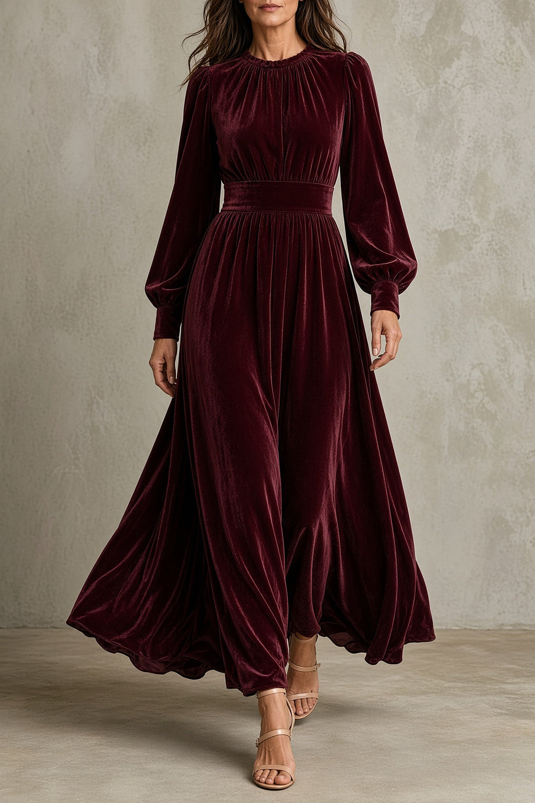 Maria | Polished Long Sleeve Maxi Christmas Dress