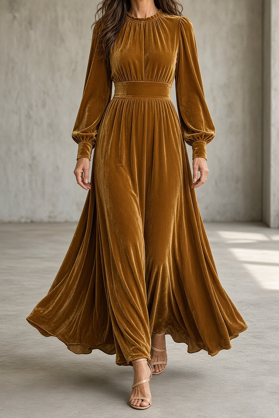 Maria | Polished Long Sleeve Maxi Christmas Dress