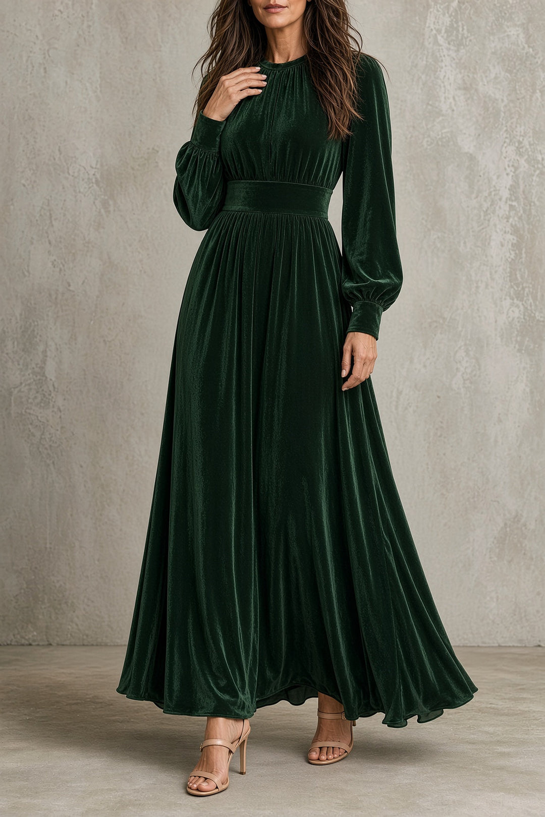 Maria | Polished Long Sleeve Maxi Christmas Dress