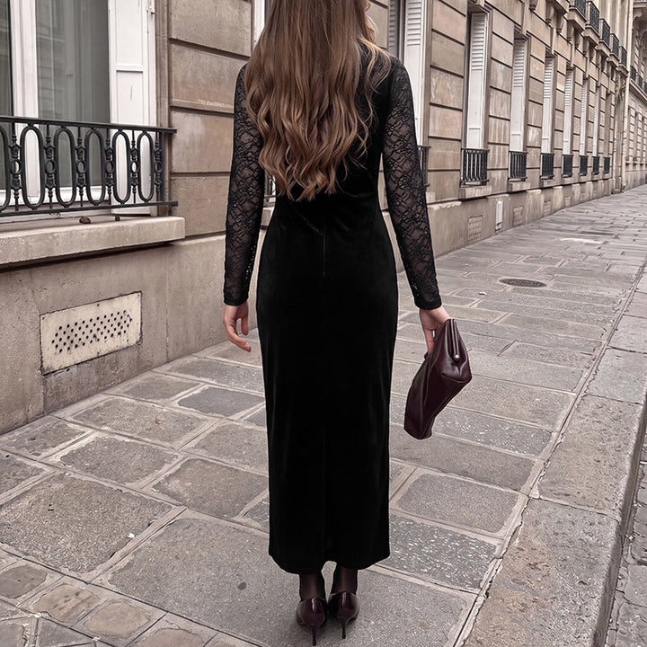Maria | Refined Velvet Lace Maxi Winter Dress
