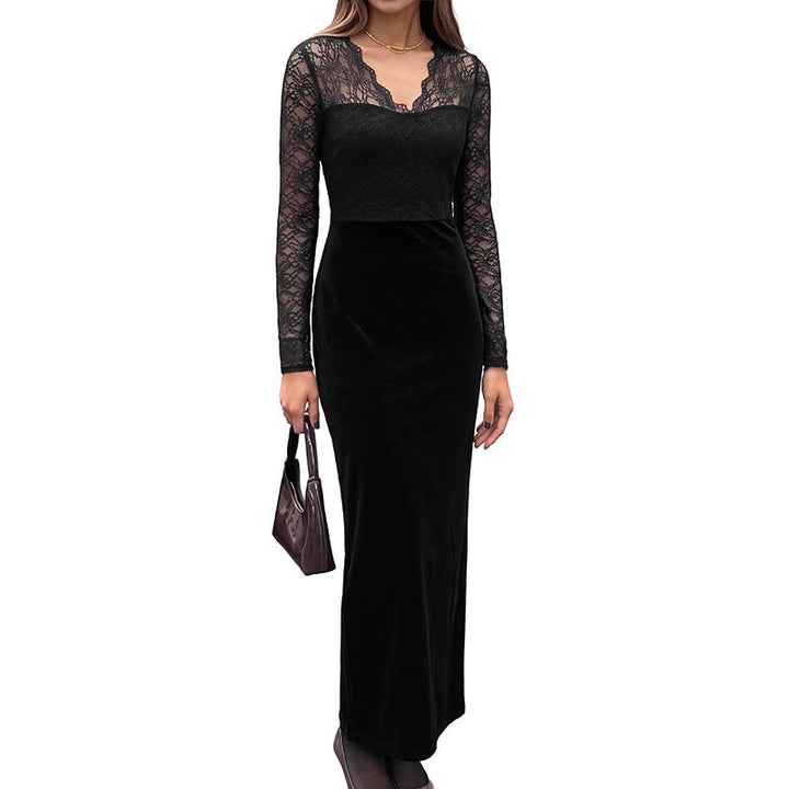 Maria | Refined Velvet Lace Maxi Winter Dress