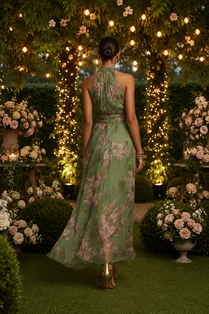 Maria | Stylish Floral Halter Maxi Holiday Dress