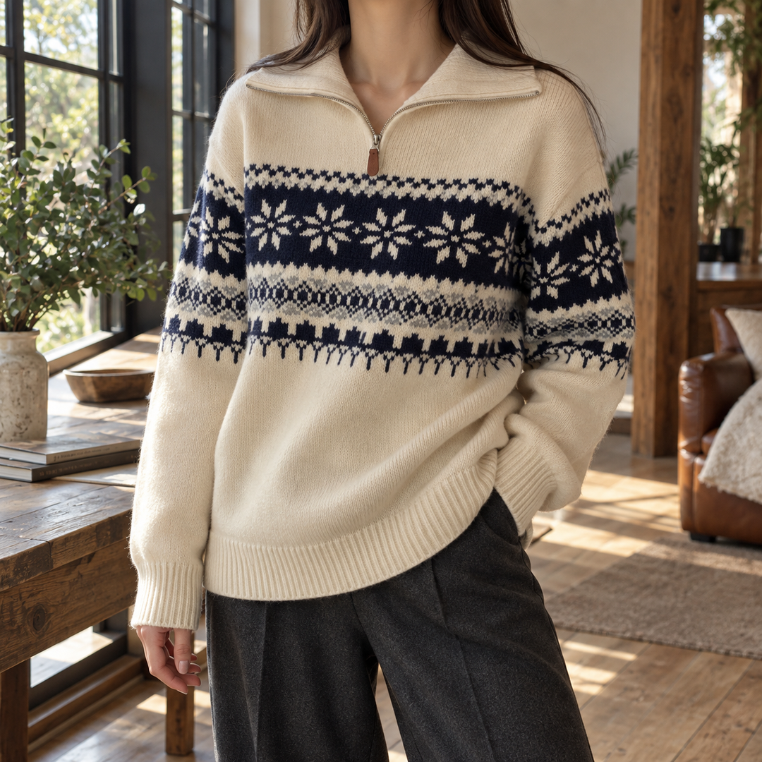 Maria | Timeless Fair Isle Quarter-Zip Christmas Sweater Women
