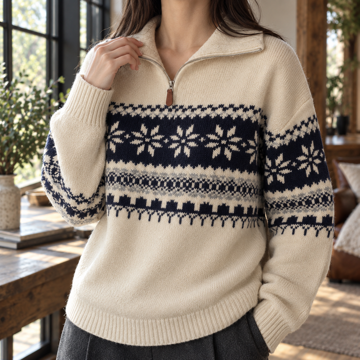 Maria | Timeless Fair Isle Quarter-Zip Christmas Sweater Women