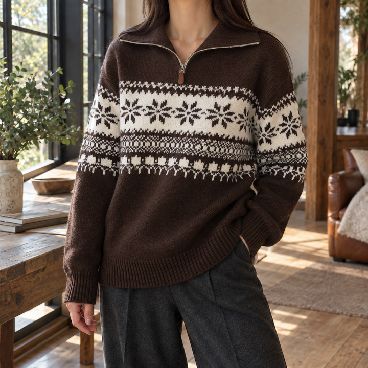 Maria | Timeless Fair Isle Quarter-Zip Christmas Sweater Women