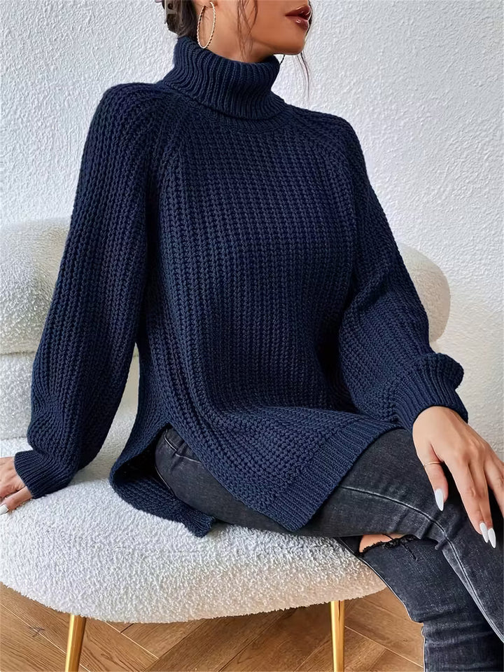 Marilyn | Classic Chunky Waffle Knit Turtleneck Sweater
