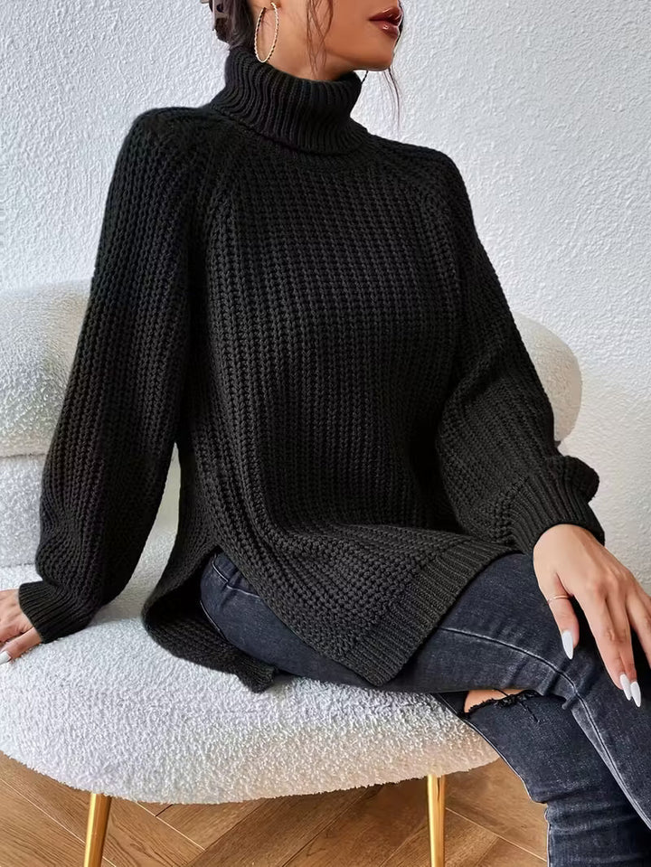 Marilyn | Classic Chunky Waffle Knit Turtleneck Sweater
