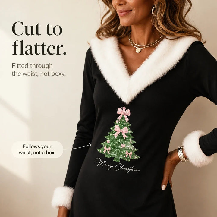 Marilyn | Elegant V-Neck Long Sleeve Christmas Dress