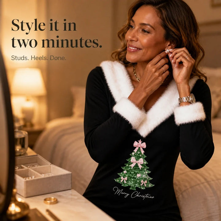 Marilyn | Elegant V-Neck Long Sleeve Christmas Dress