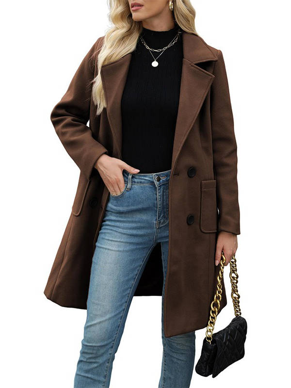 Marilyn | Polished Double-Breasted Winter Coats with Notch Lapel