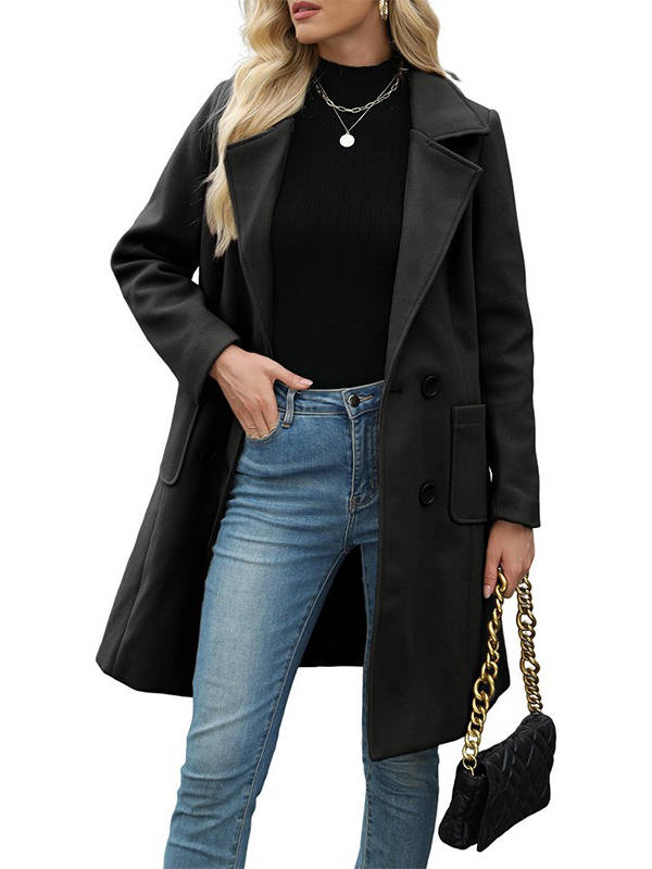 Marilyn | Polished Double-Breasted Winter Coats with Notch Lapel