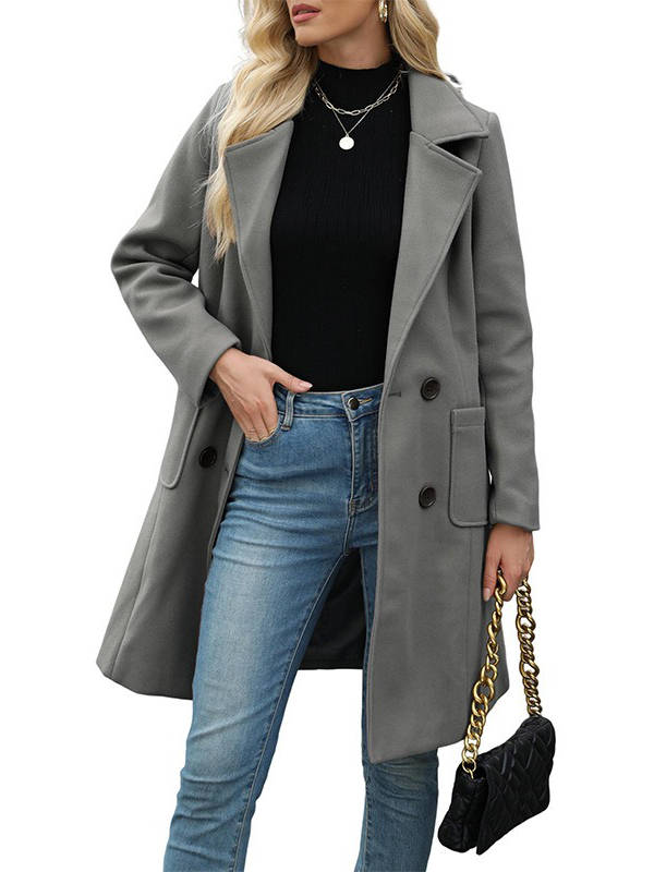 Marilyn | Polished Double-Breasted Winter Coats with Notch Lapel