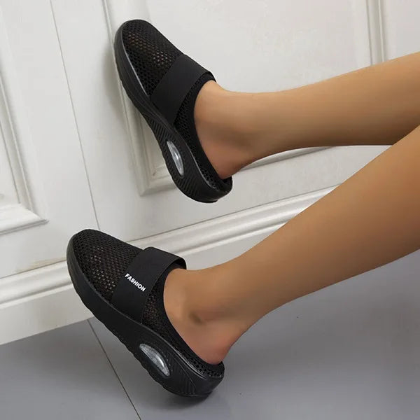 Martha | Elegant Breathable Mesh Platform Slip-On Slippers