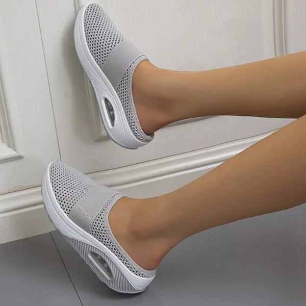 Martha | Elegant Breathable Mesh Platform Slip-On Slippers