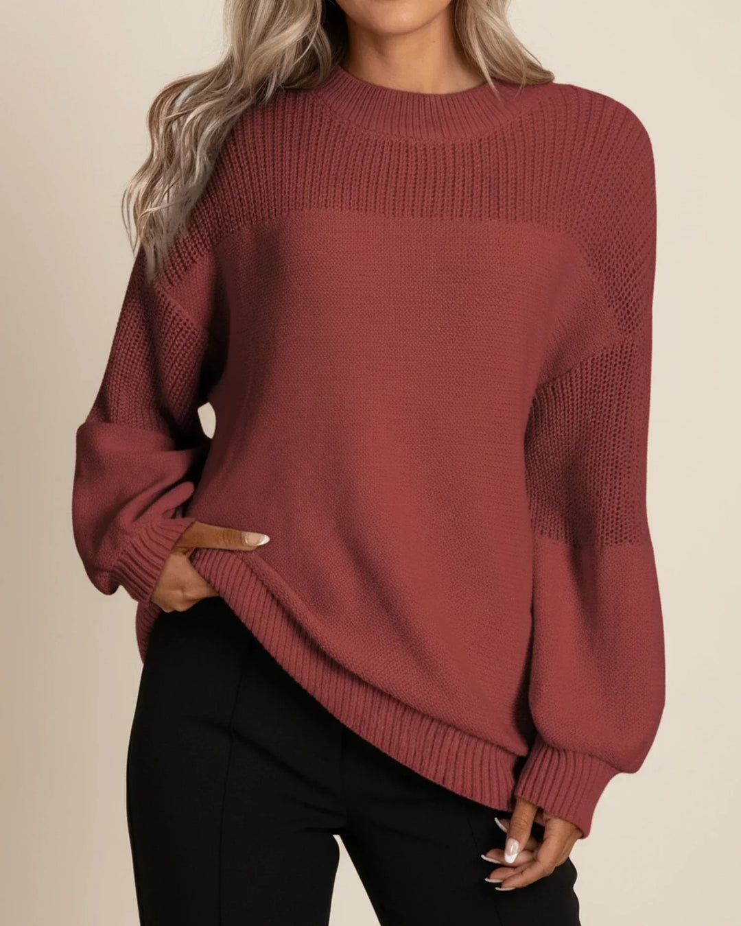 Martha | Elegant Oversized Sweatshirt with Crochet Flower Detail