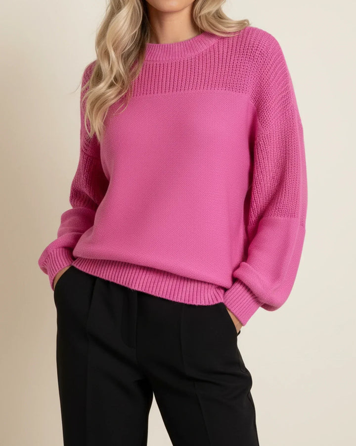 Martha | Elegant Oversized Sweatshirt with Crochet Flower Detail