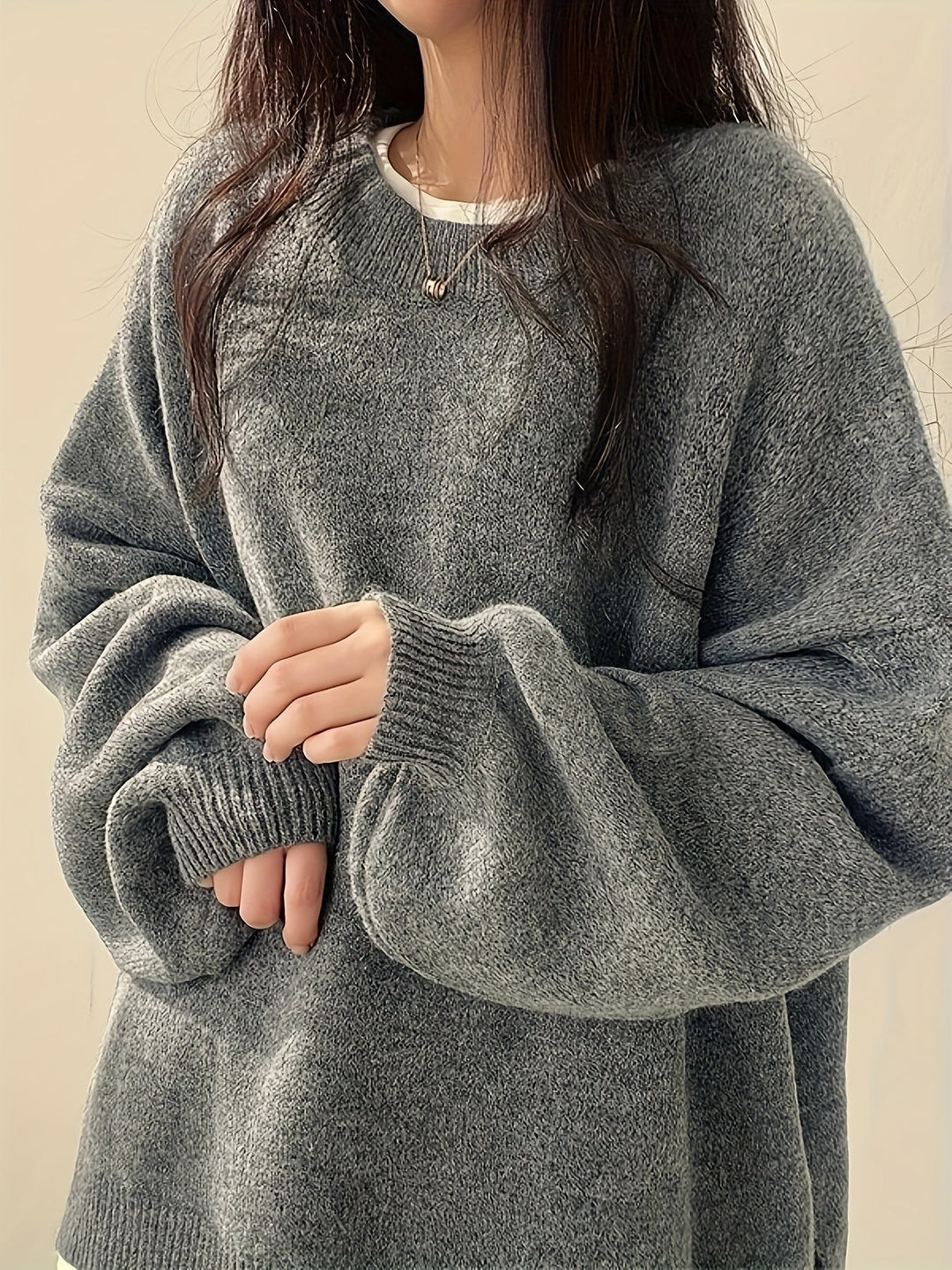 Mary | Cozy Oversized Sweatshirt with Balloon Sleeves and Crew Neck