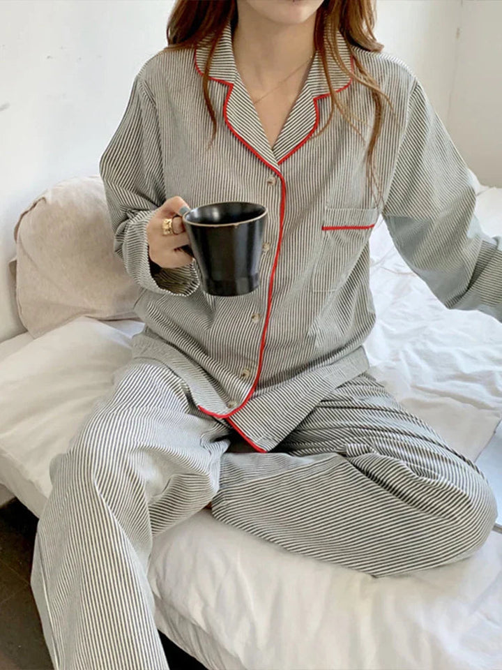 Mary | Graceful Striped Long Sleeve Pajama Set