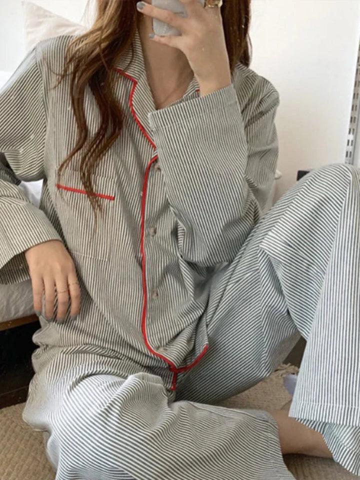 Mary | Graceful Striped Long Sleeve Pajama Set