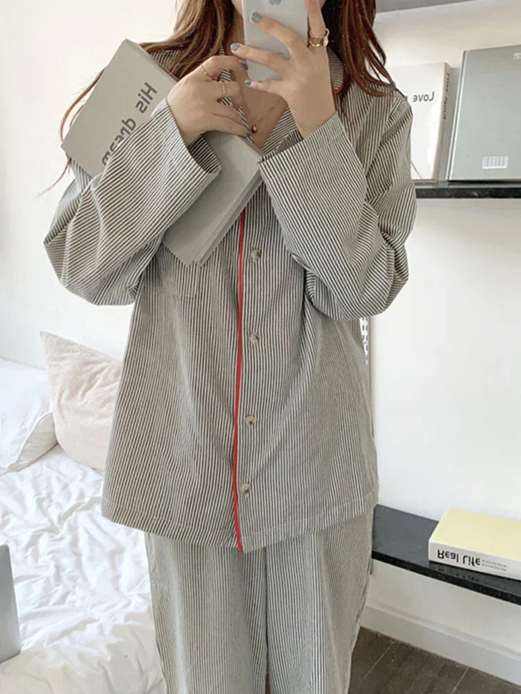 Mary | Graceful Striped Long Sleeve Pajama Set