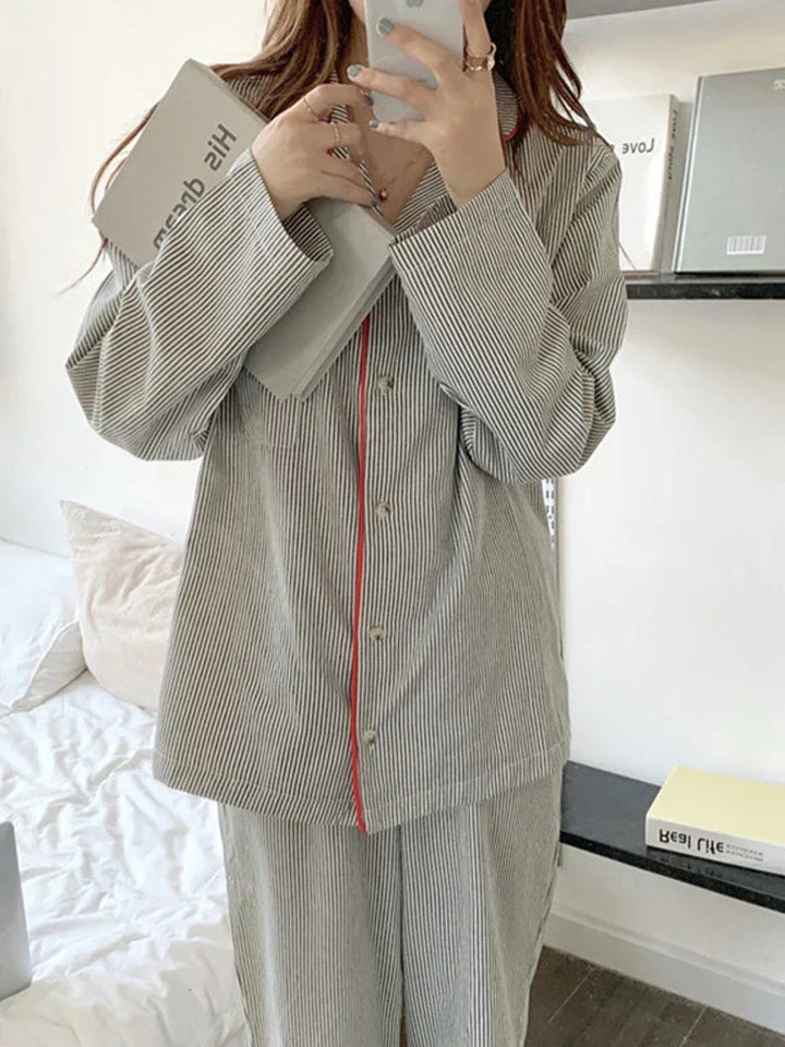 Mary | Graceful Striped Long Sleeve Pajama Set