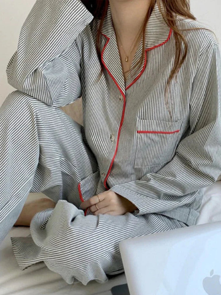 Mary | Graceful Striped Long Sleeve Pajama Set