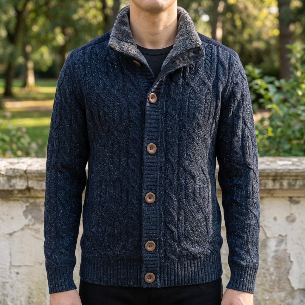 Mason | Polished Button Front Chunky Cable Knit Sweater Cardigan