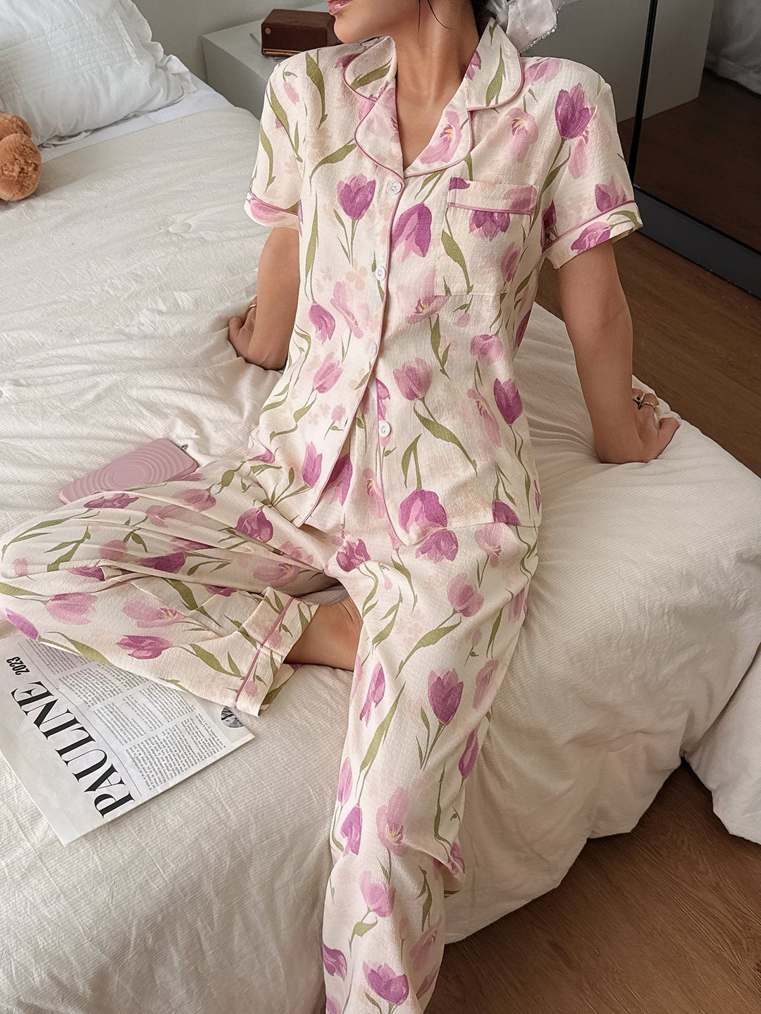 Megan | Classic Floral Notch Collar Pajamas Set