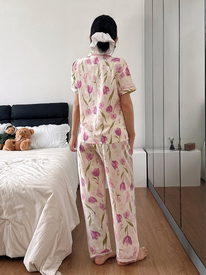 Megan | Classic Floral Notch Collar Pajamas Set